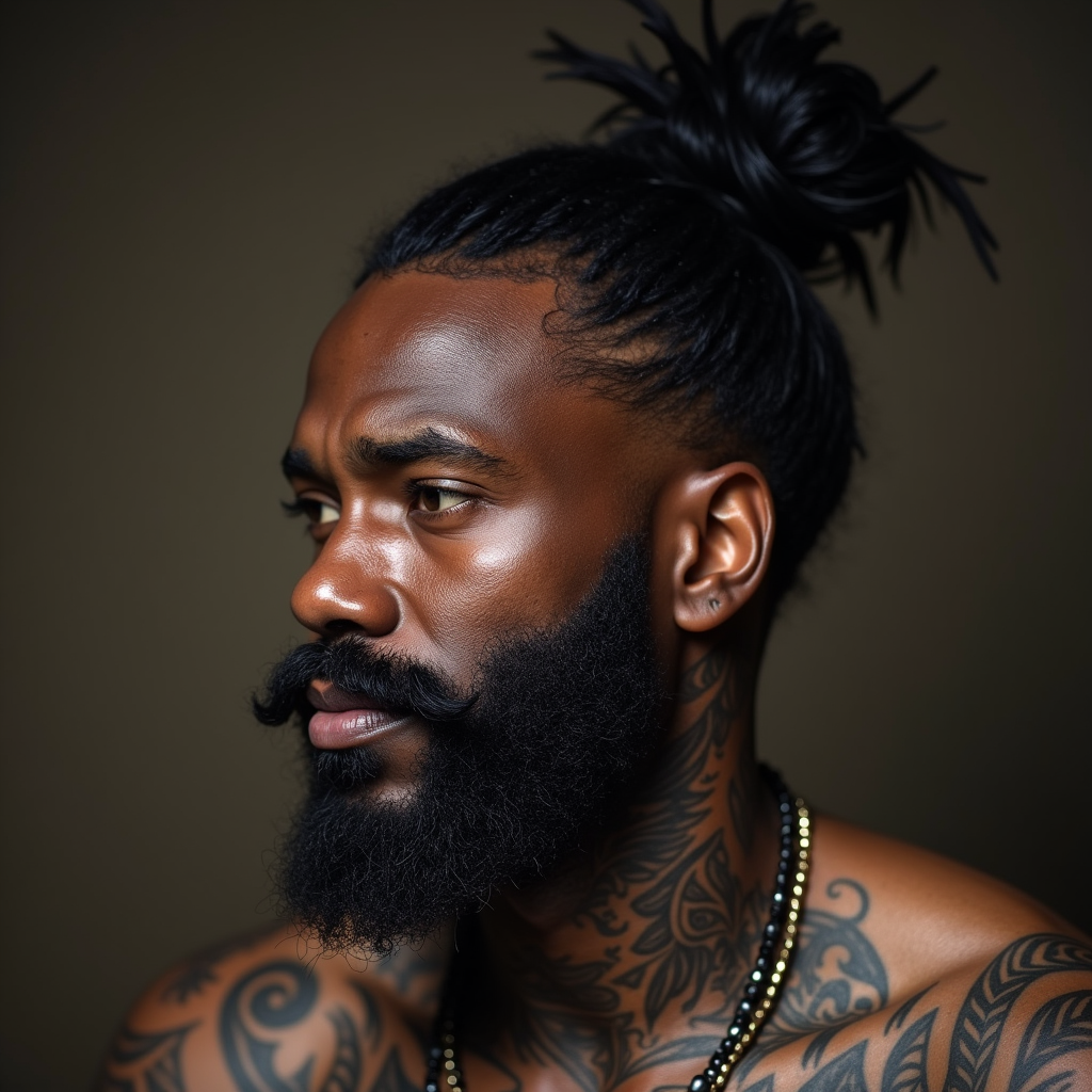 The Bearded Black Man with Mafia-Style Tattoos