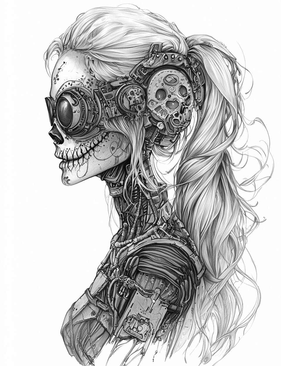 The Beautiful Biomechanical Steampunk Day of Dead Catrina