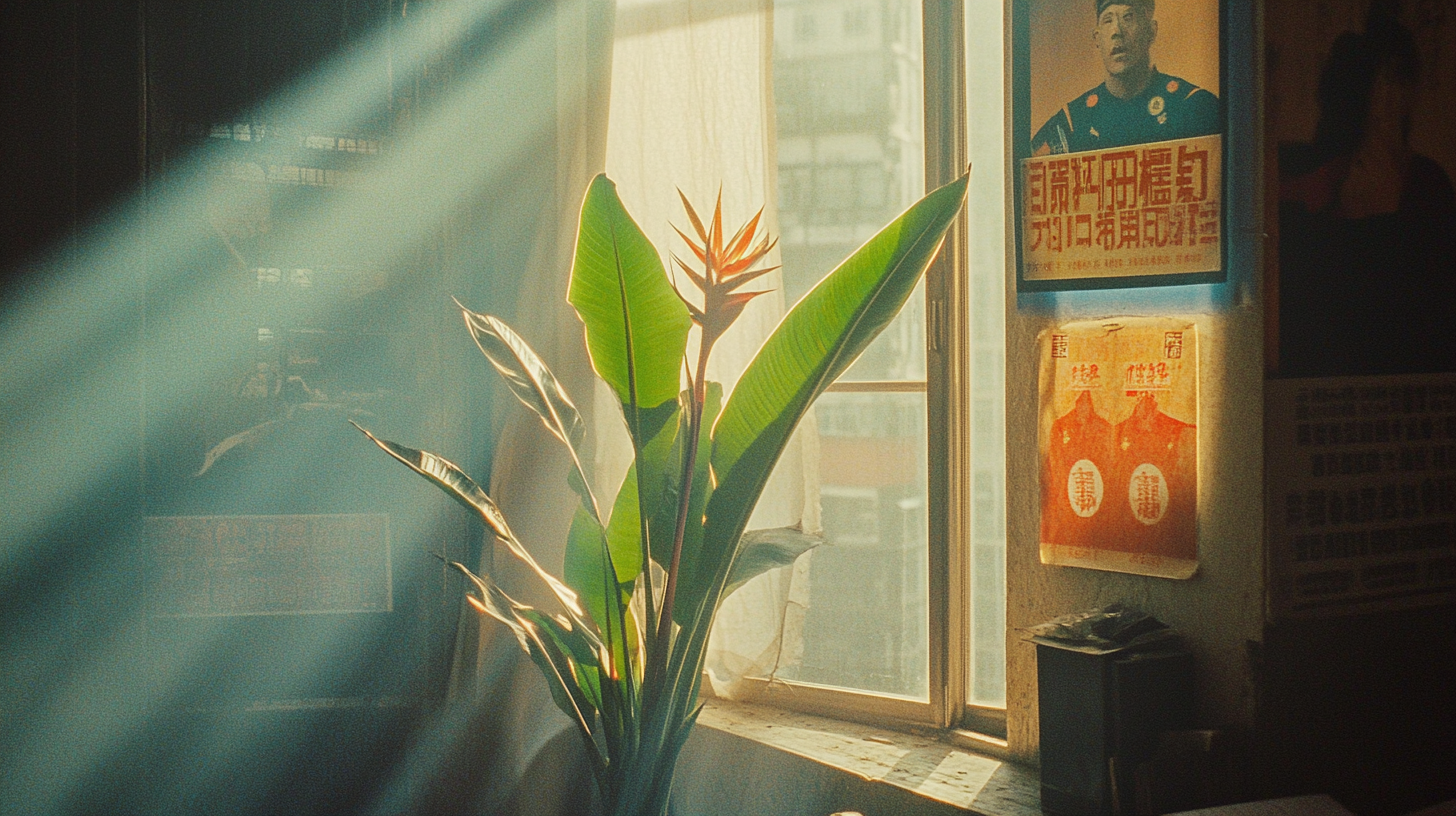 The Bird of Paradise Plant Under Sunlit Window