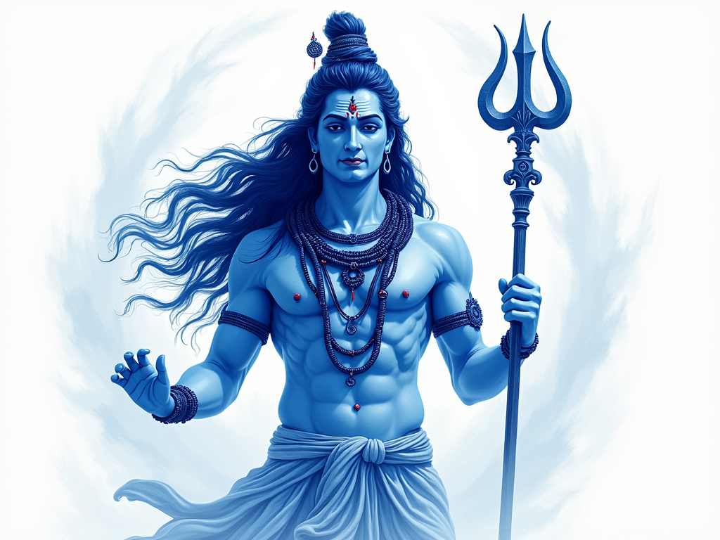 The Blue and White Design of Lord Shiva Parvati
