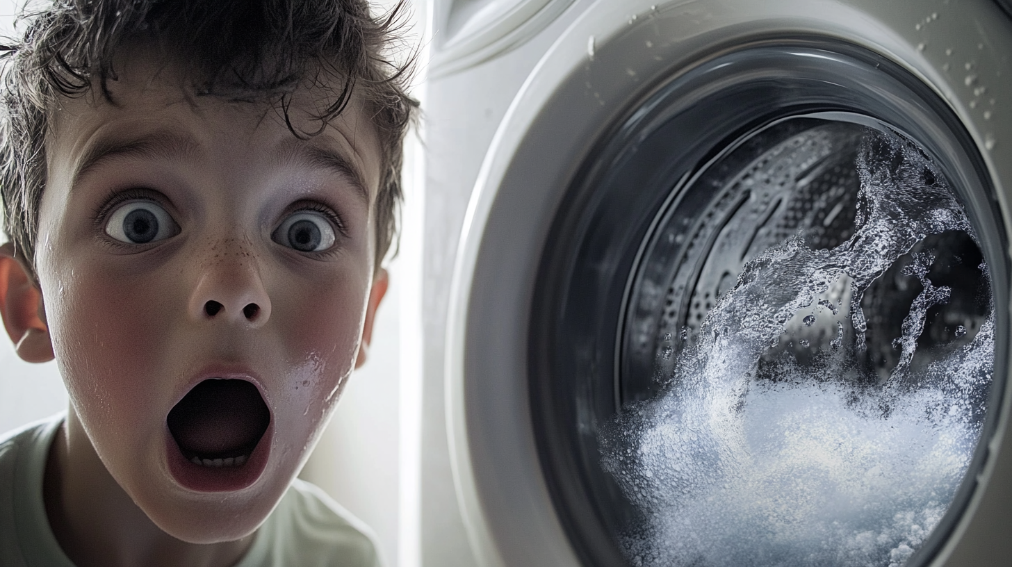 The Boy's Crazy Reaction to Jumping Washing Machine.