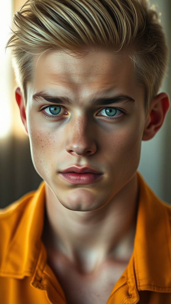 The Bright-Eyed American Boy with Slicked Back Hair