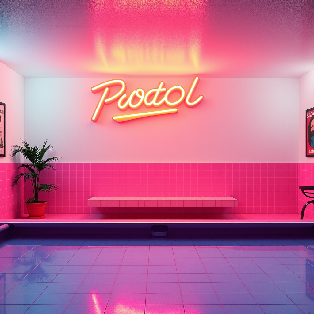 The Bright Neon 80s Pool with Pink Tiles