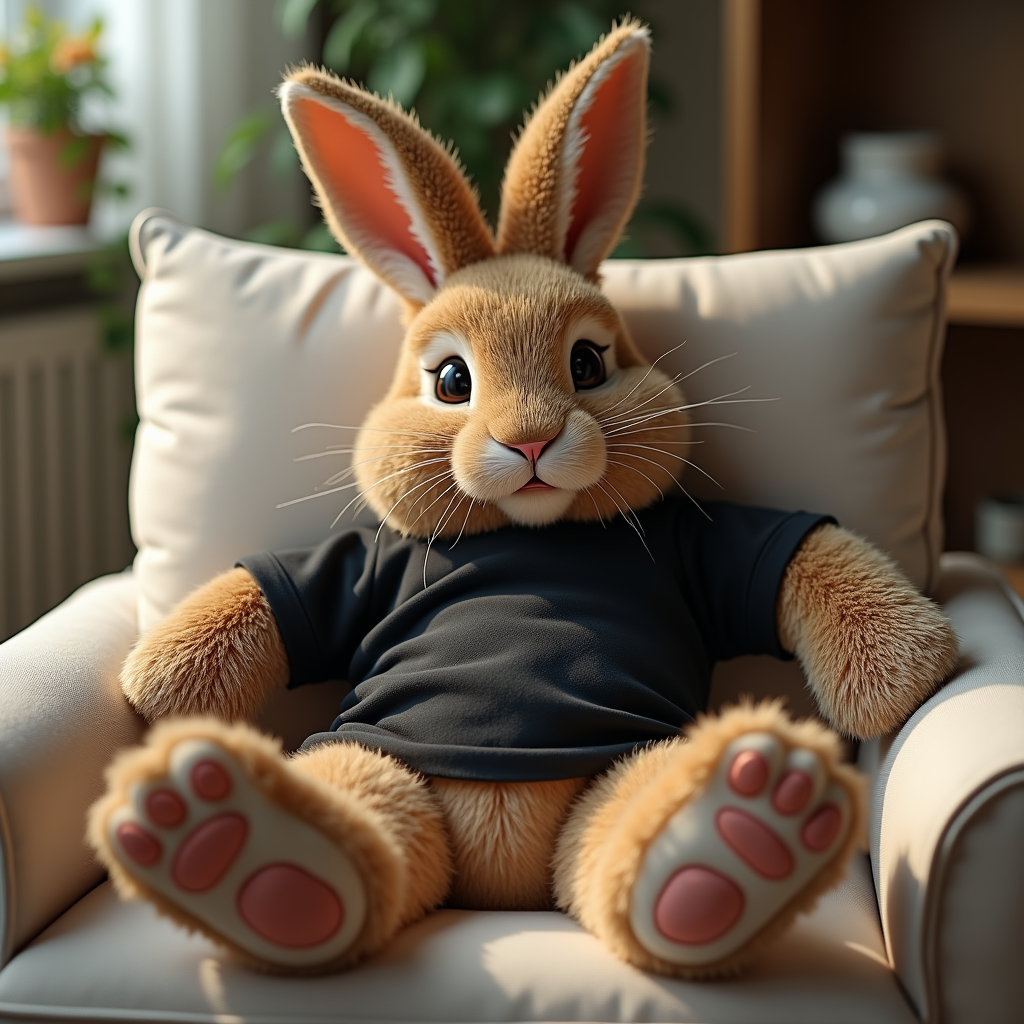 The Brown Bunny in Black T-shirt on Lounger