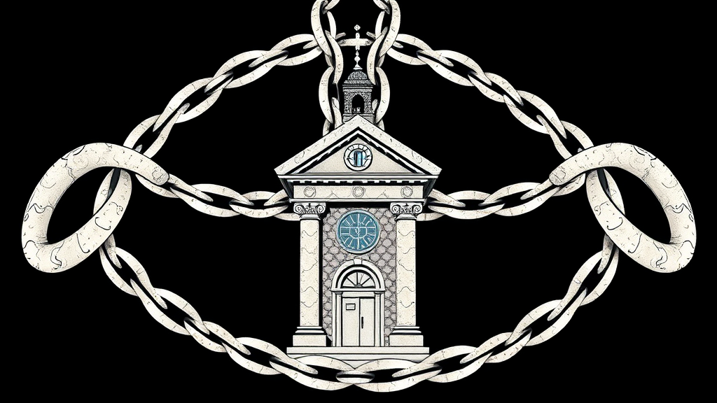 The Building Enclosed by a Cross-shaped Chain