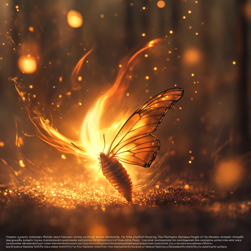 The Butterfly's Rebirth in Glowing Flames