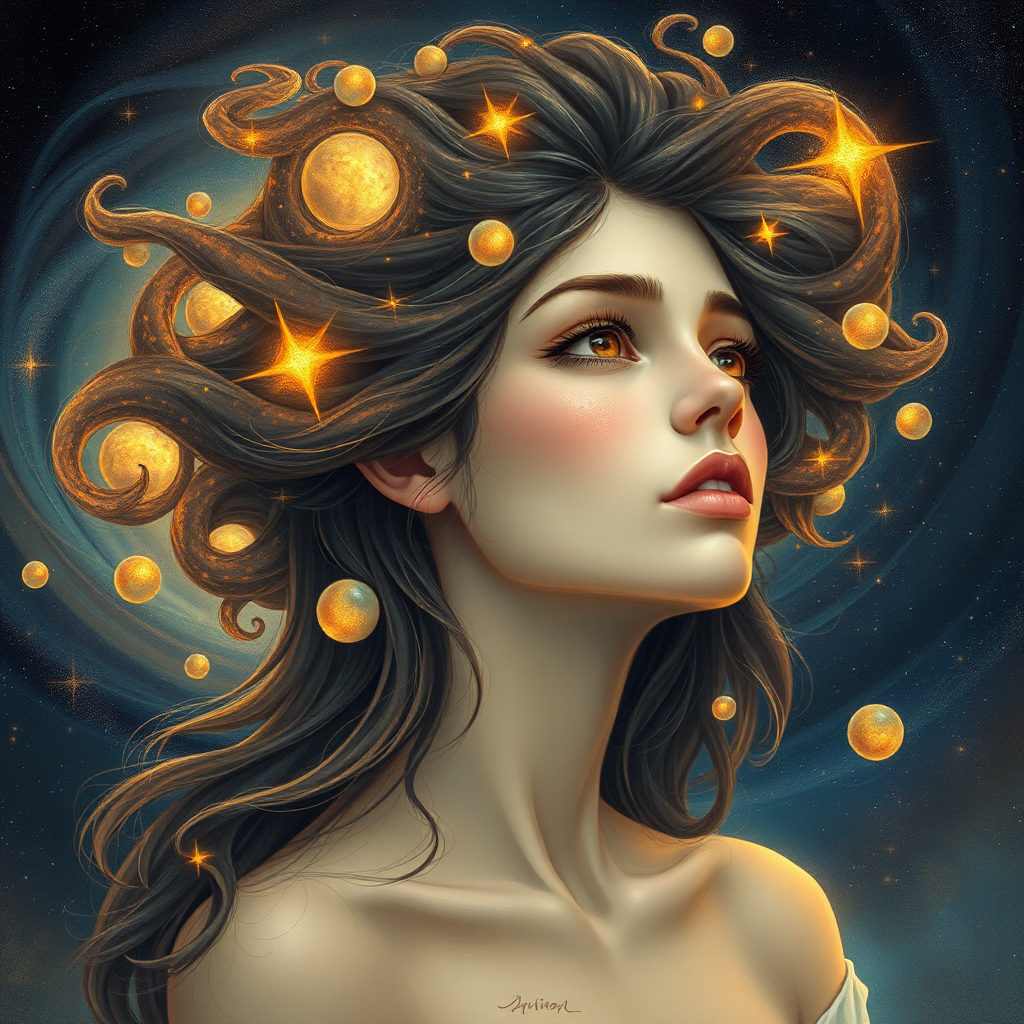 The Celestial Young Woman in Cosmic Space