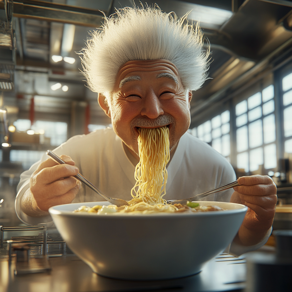 The Cheerful Japanese Men Enjoying Oversized Ramen Bowls