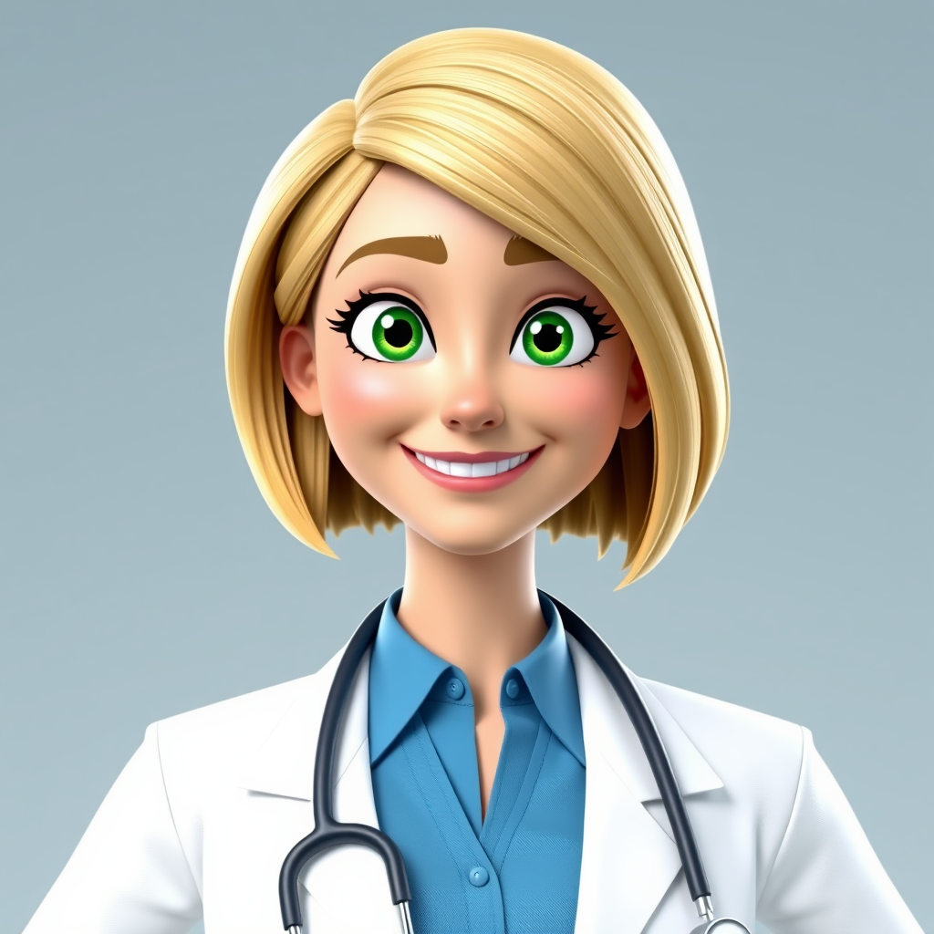 The Cheerful Nurse Lina with Stethoscope