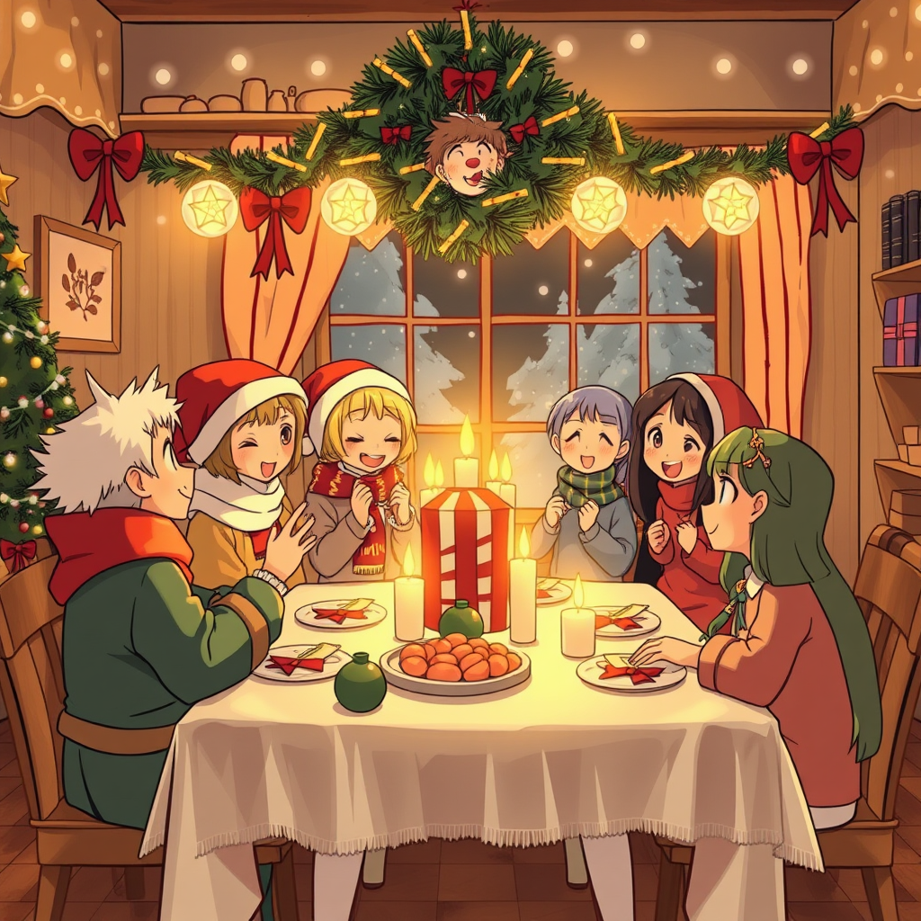 The Christmas Celebration in Ghibli Style with Friends