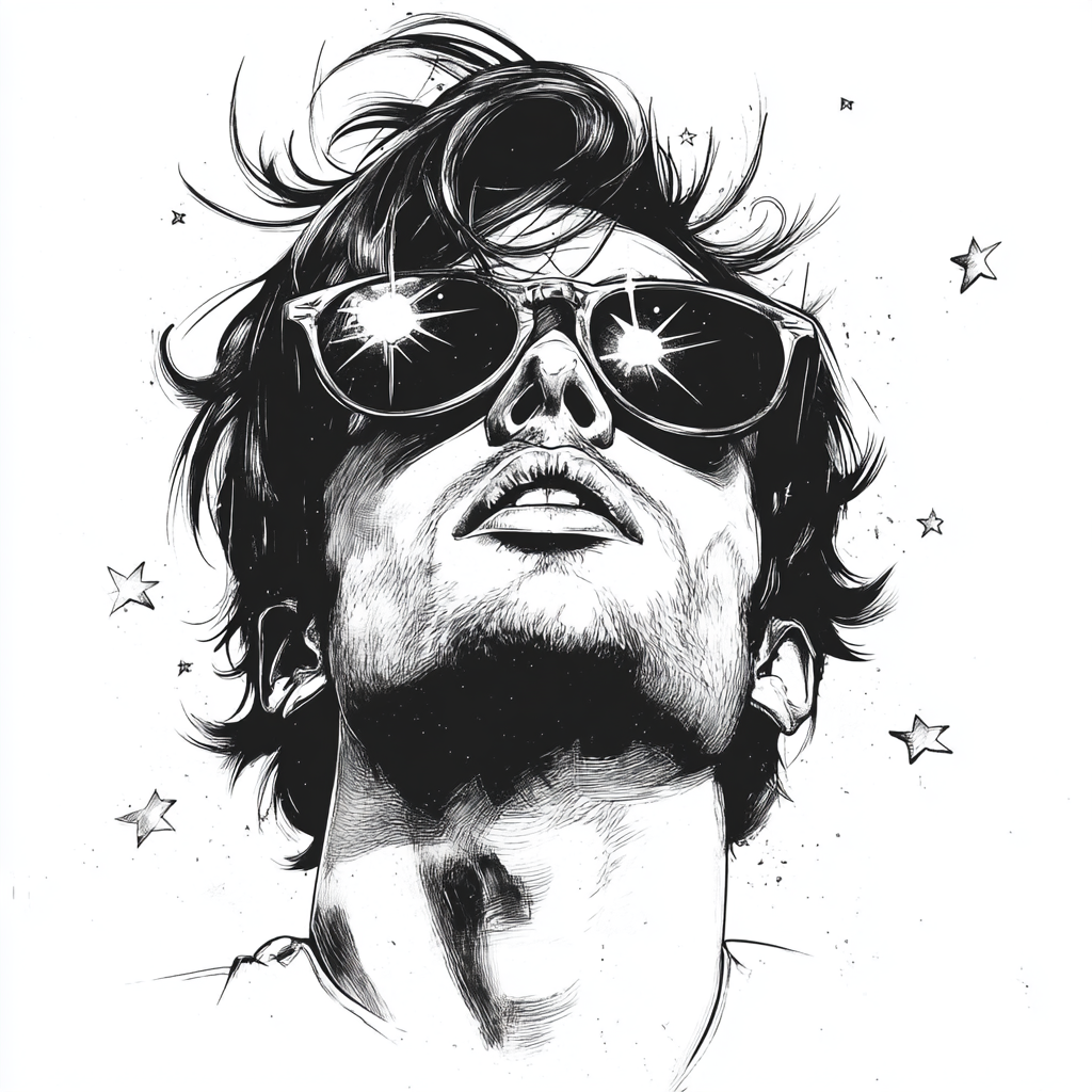 The Cool Actor with Sunglasses and Stars Drawing