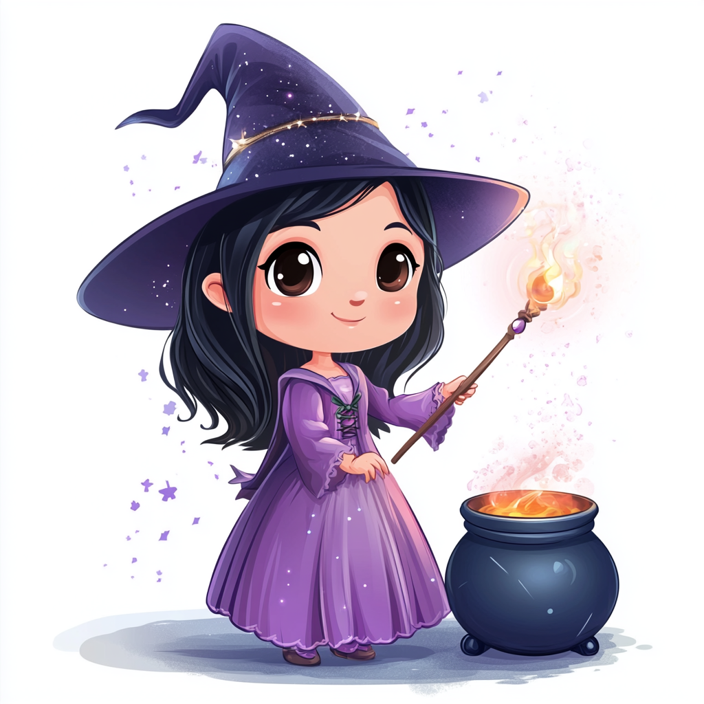 The Cute Witch Brewing Potions