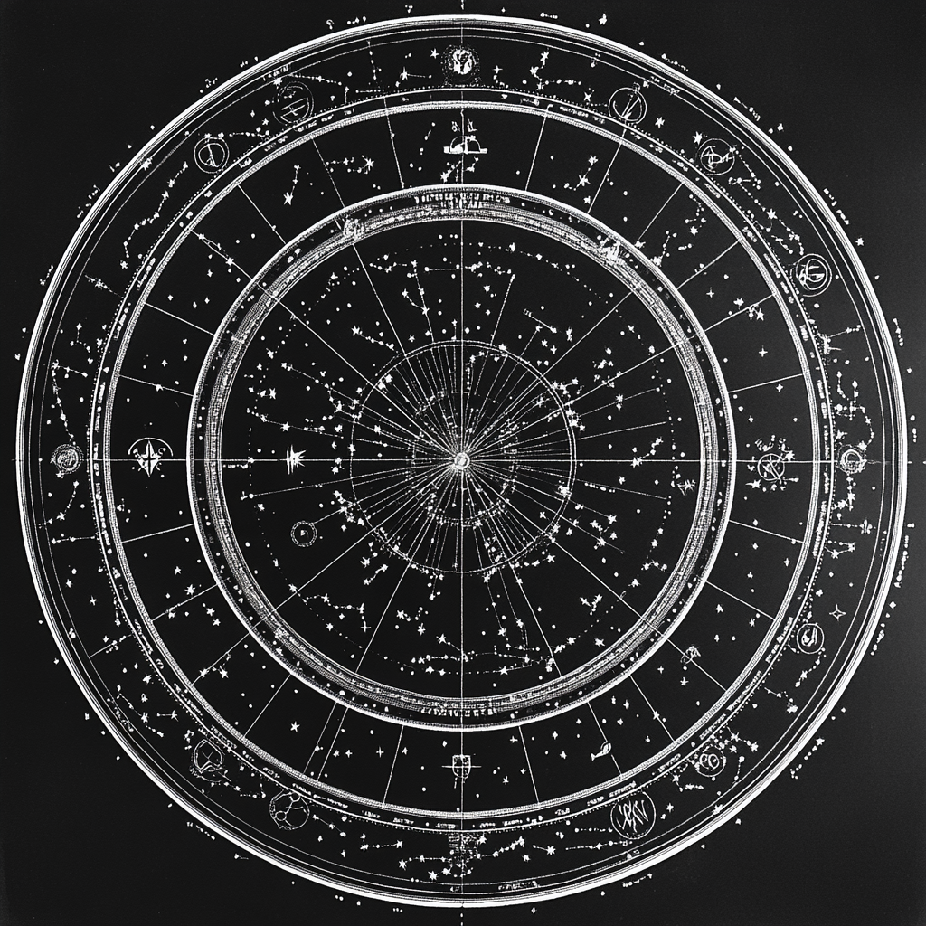 The Detailed Astrological Chart in Monochrome