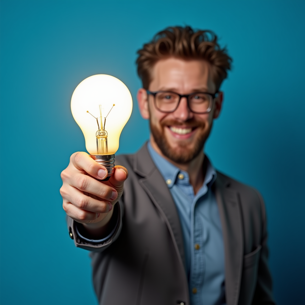 The Director Holding a Light Bulb Idea