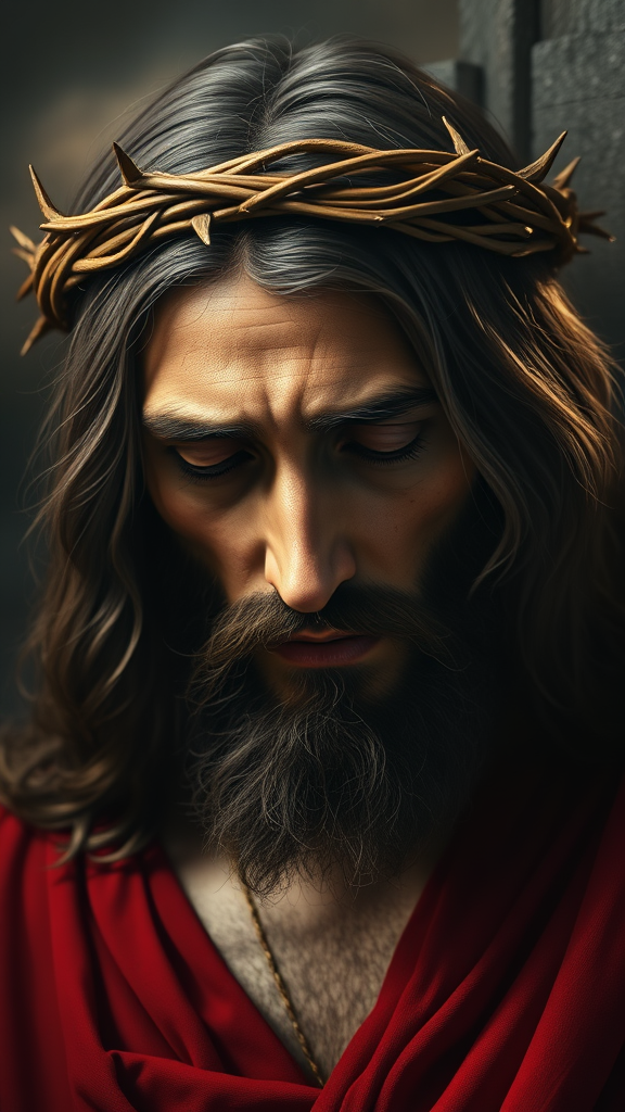 The Divine Sorrow of Jesus Christ in Thorn Crown