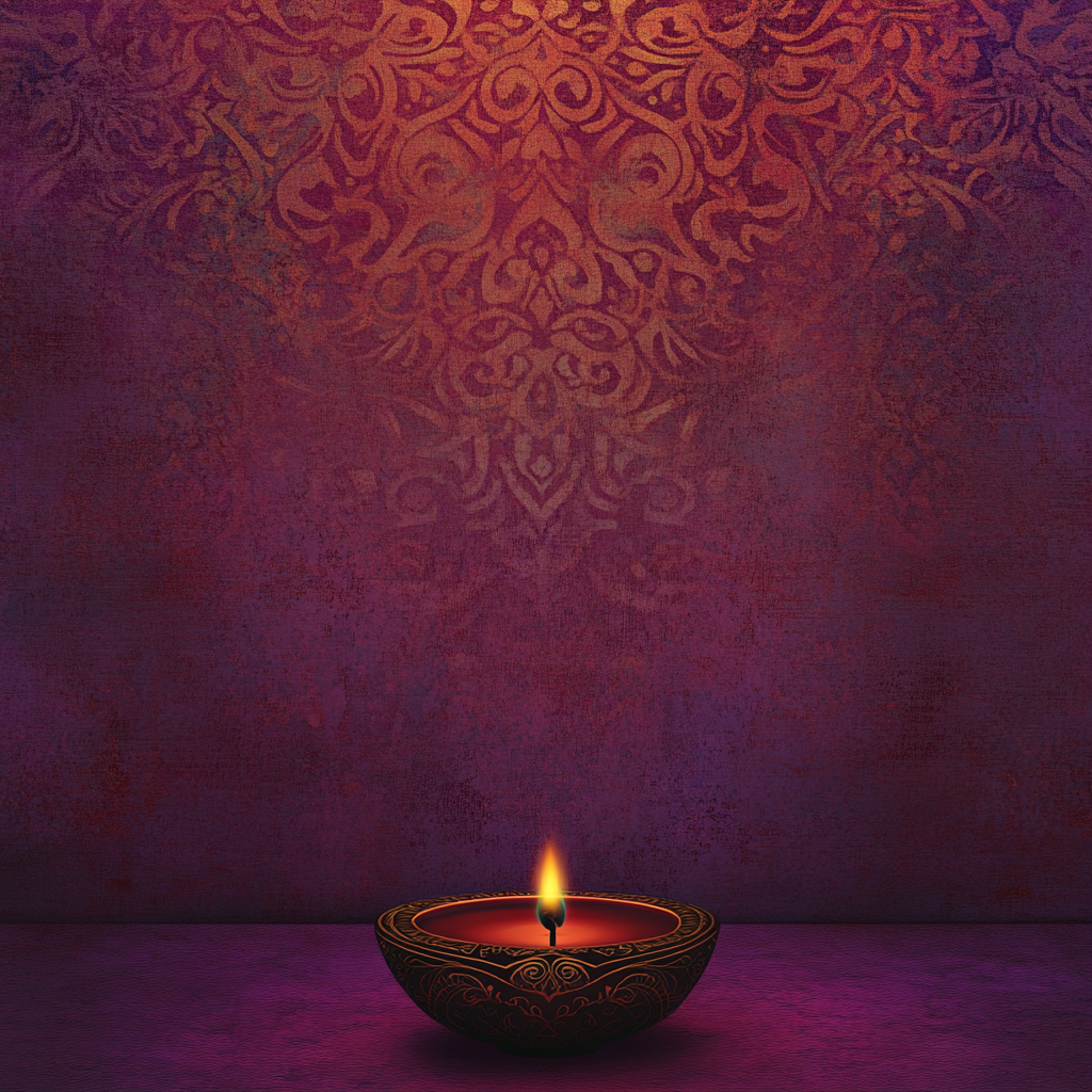 The Diwali Candle on a Purple Background