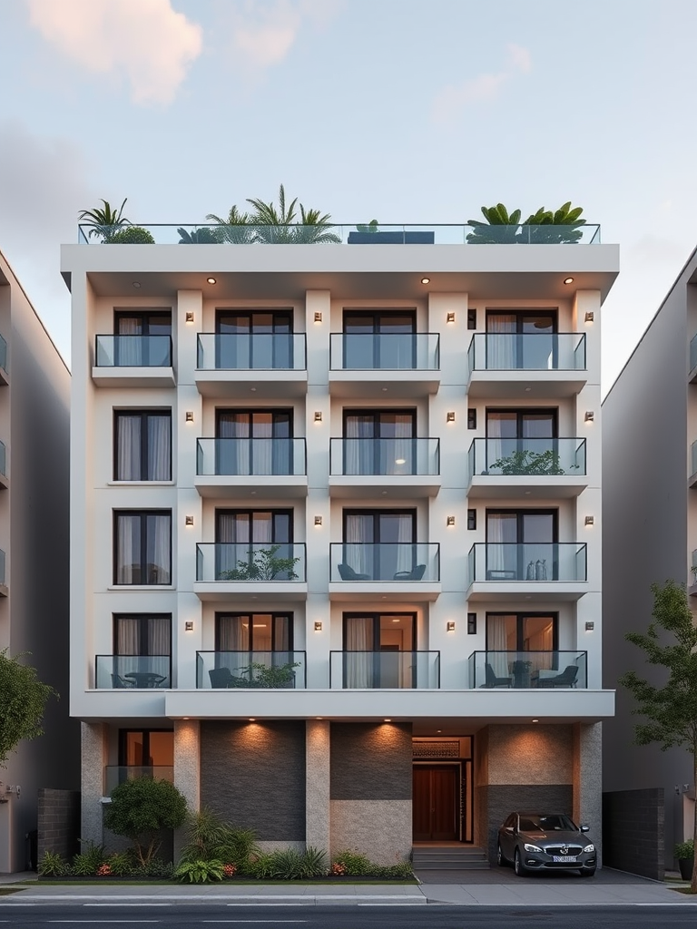 The Eight-Level Building with a Penthouse Top