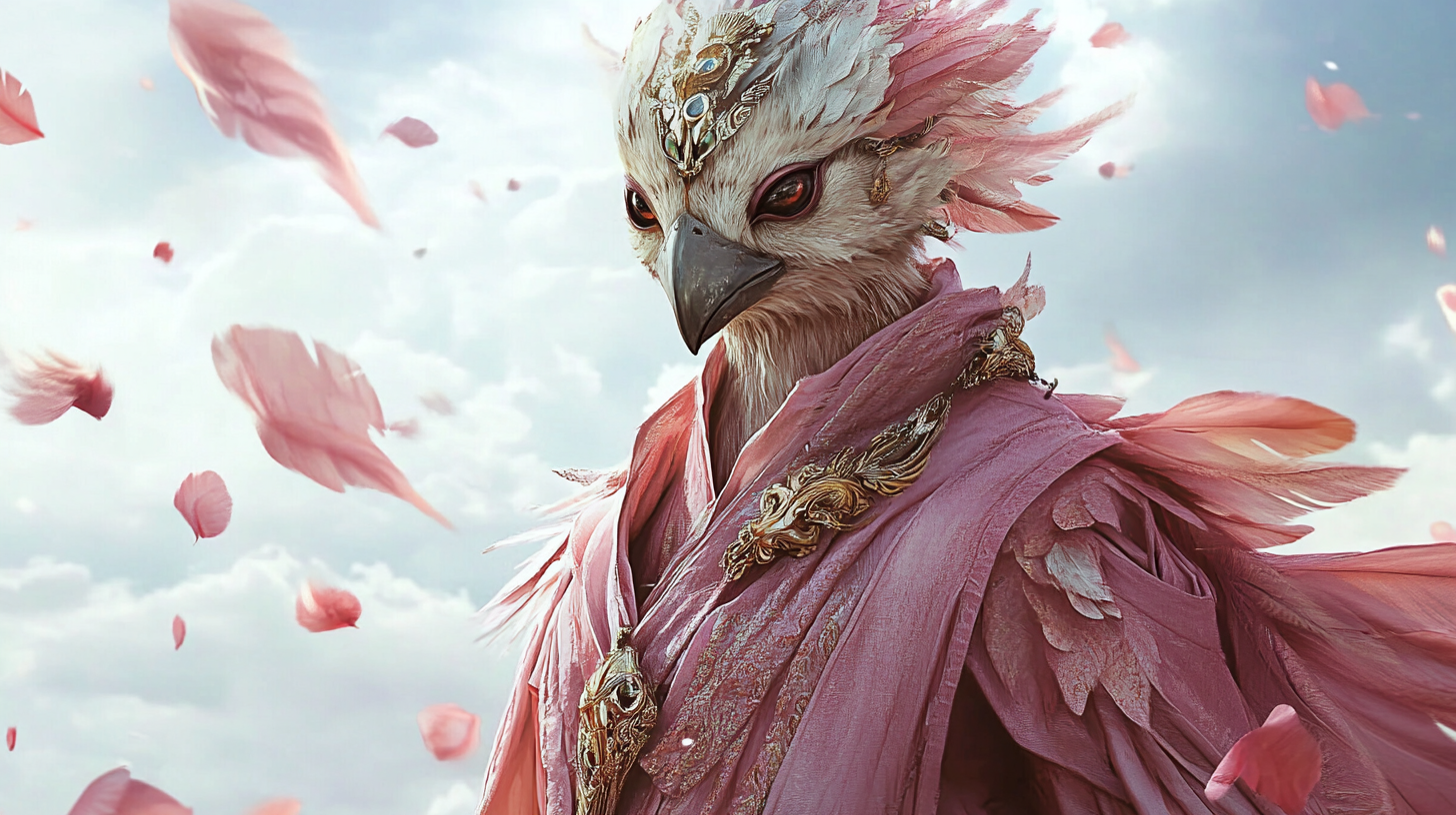 The Elegant Aarakocra Monk Princess in Pink