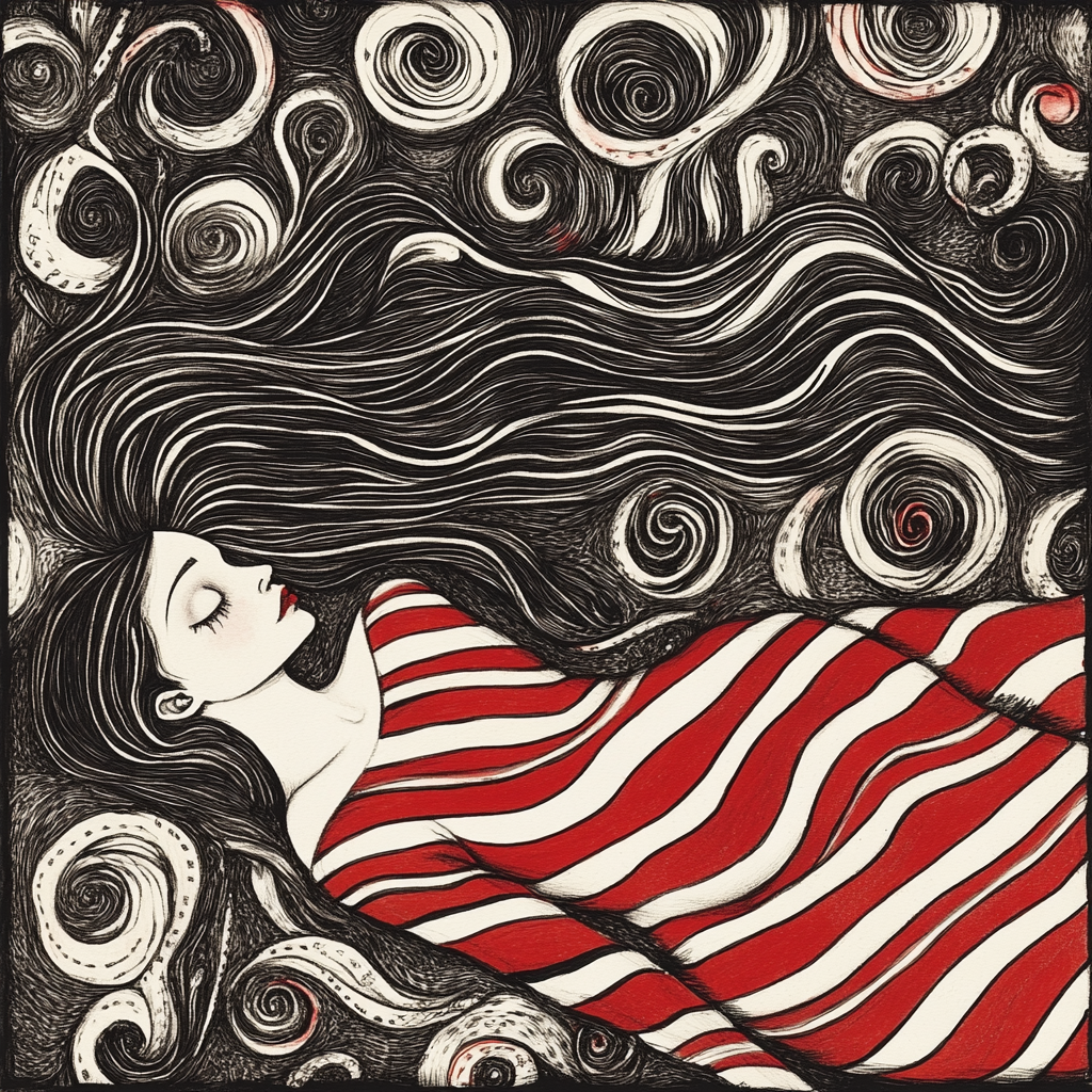 The Elegant Striped Figure in Red and White