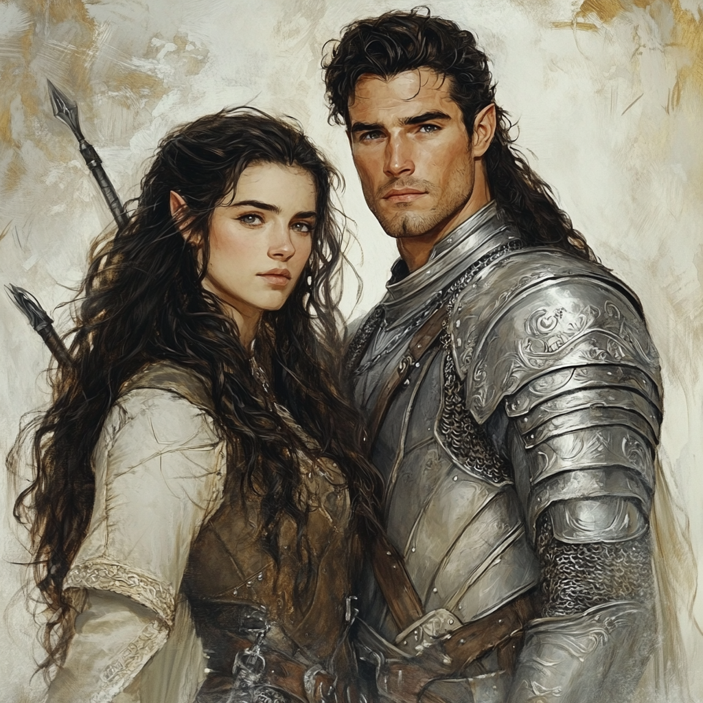 The Elvish Woman and Handsome Knight Portrait