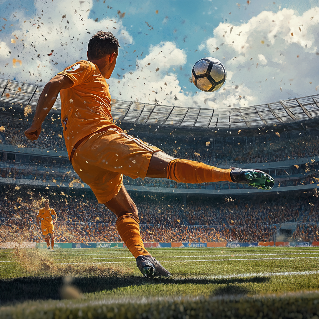 The Exciting Soccer Player Kicking the Ball