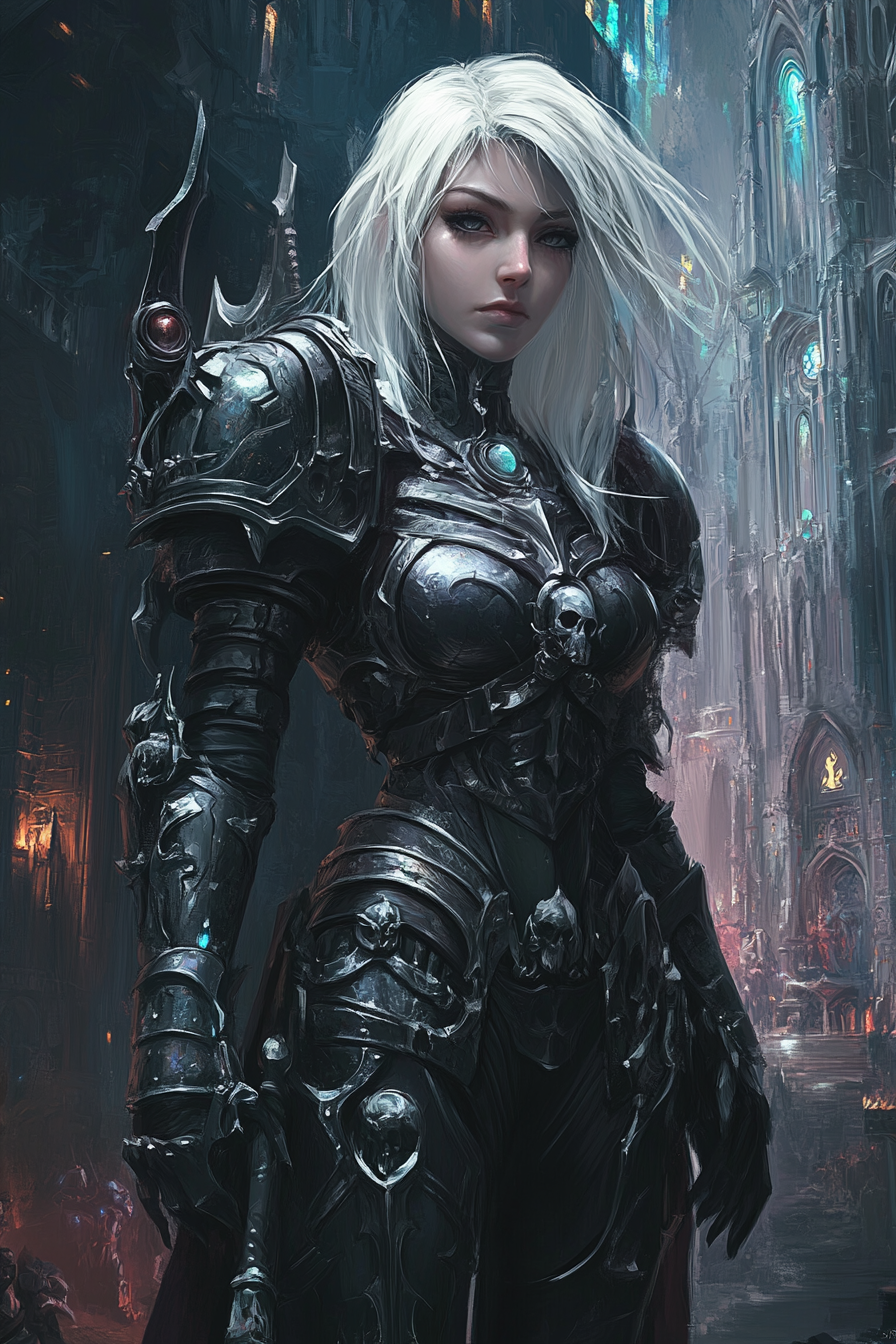 The Female Sister of Battle in Gothic Cathedral