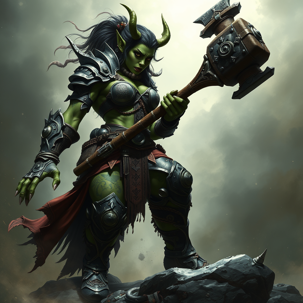 The Fierce Female Orc Huntress in Dynamic Pose