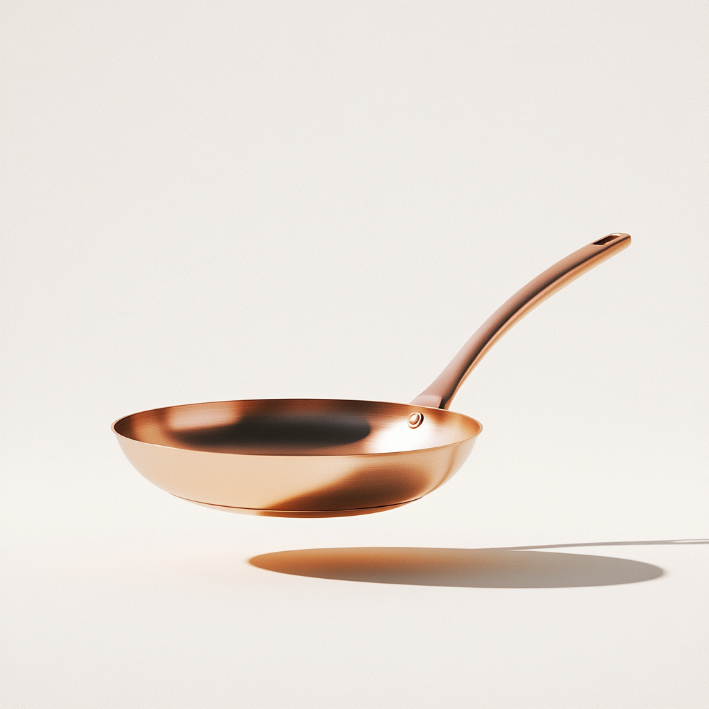 The Floating Copper Frying Pan in White Space.