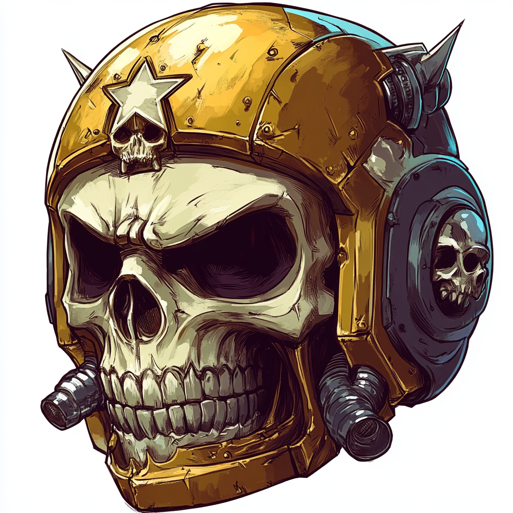 The Funny Cartoon Skull Star in Cool Helmet