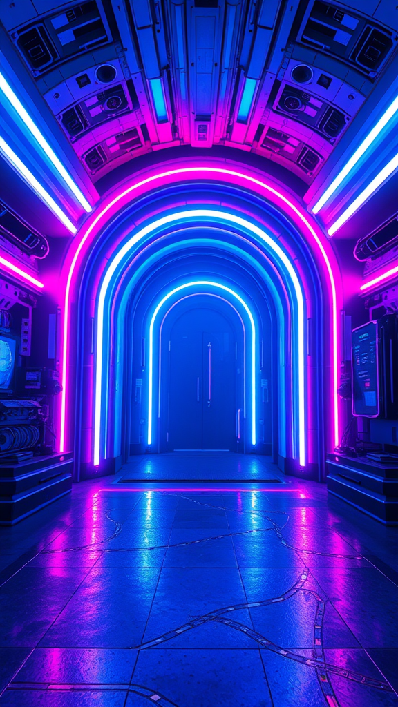 The Futuristic Cyberpunk Portal with Neon Lights
