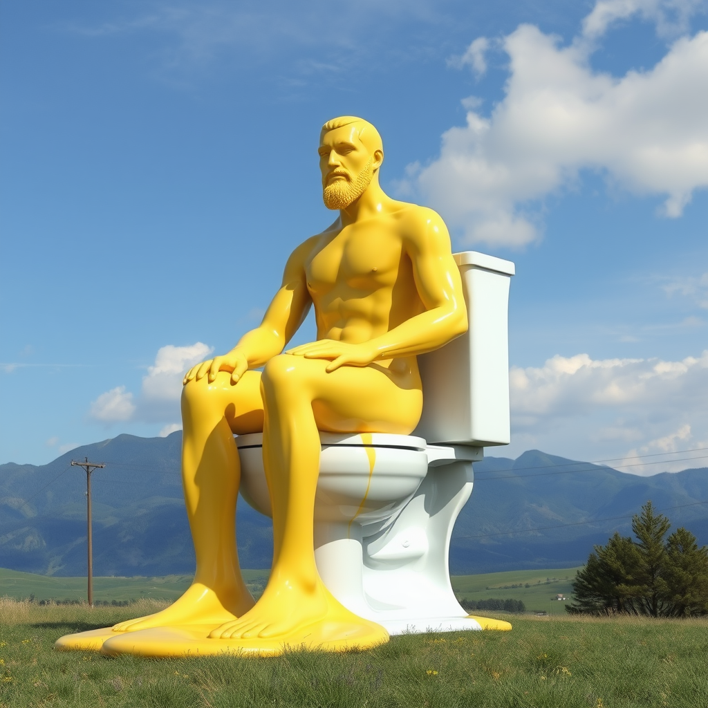 The Giant Man of Pee on Futuristic Toilet