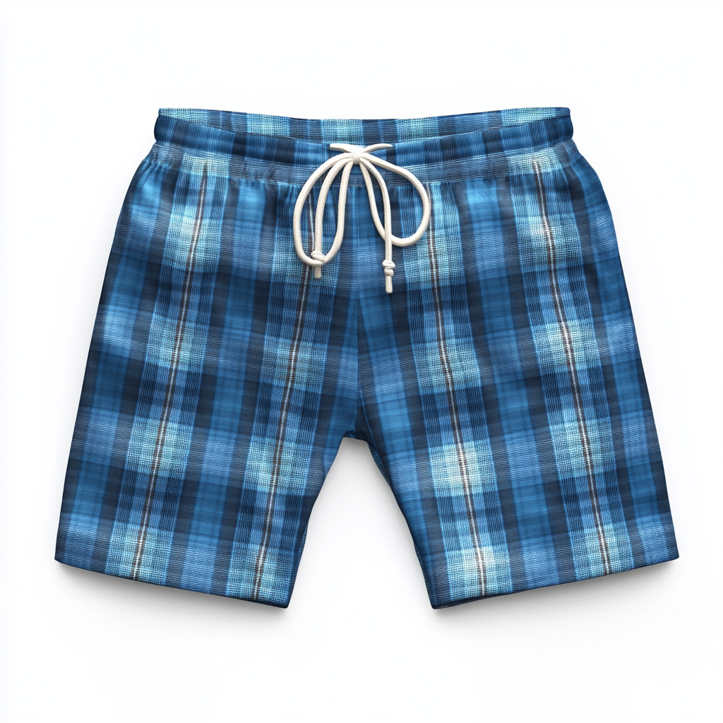 The Girl's Blue Plaid Pajama Shorts Display