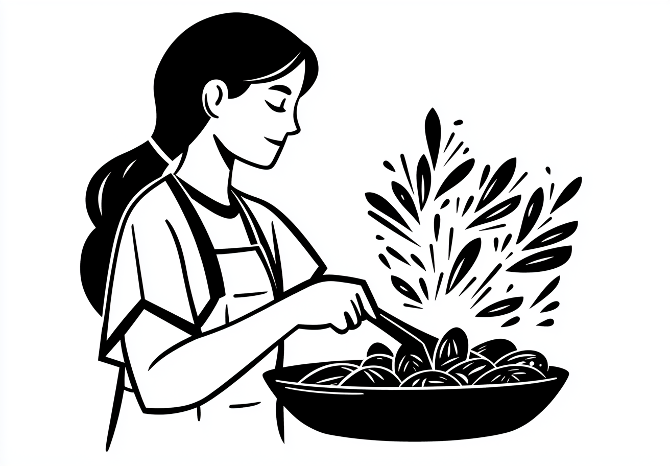 The Girl Cooking Mussels in Ancient Slavic Style