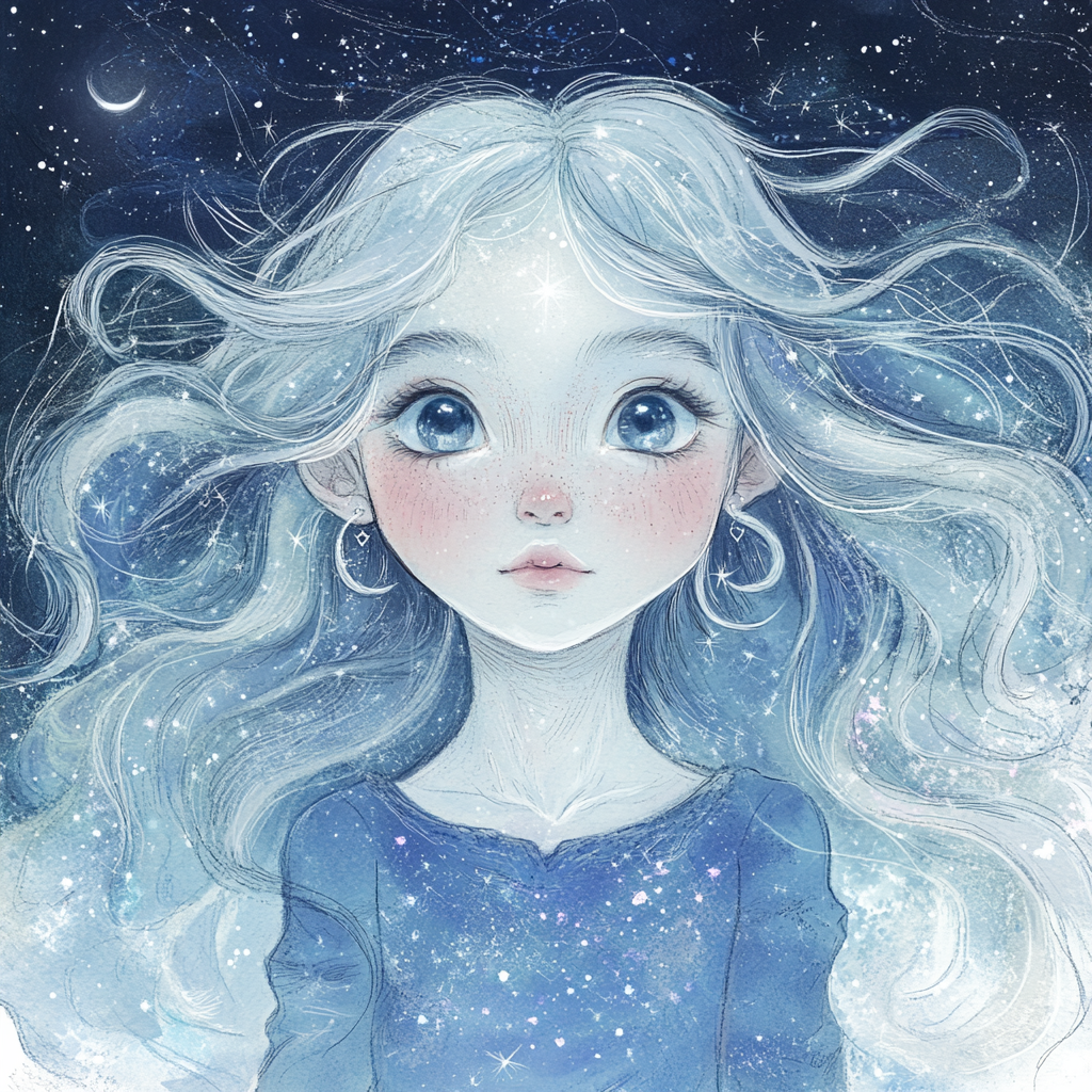 The Gleaming Starry-Eyed Illustrated Girl