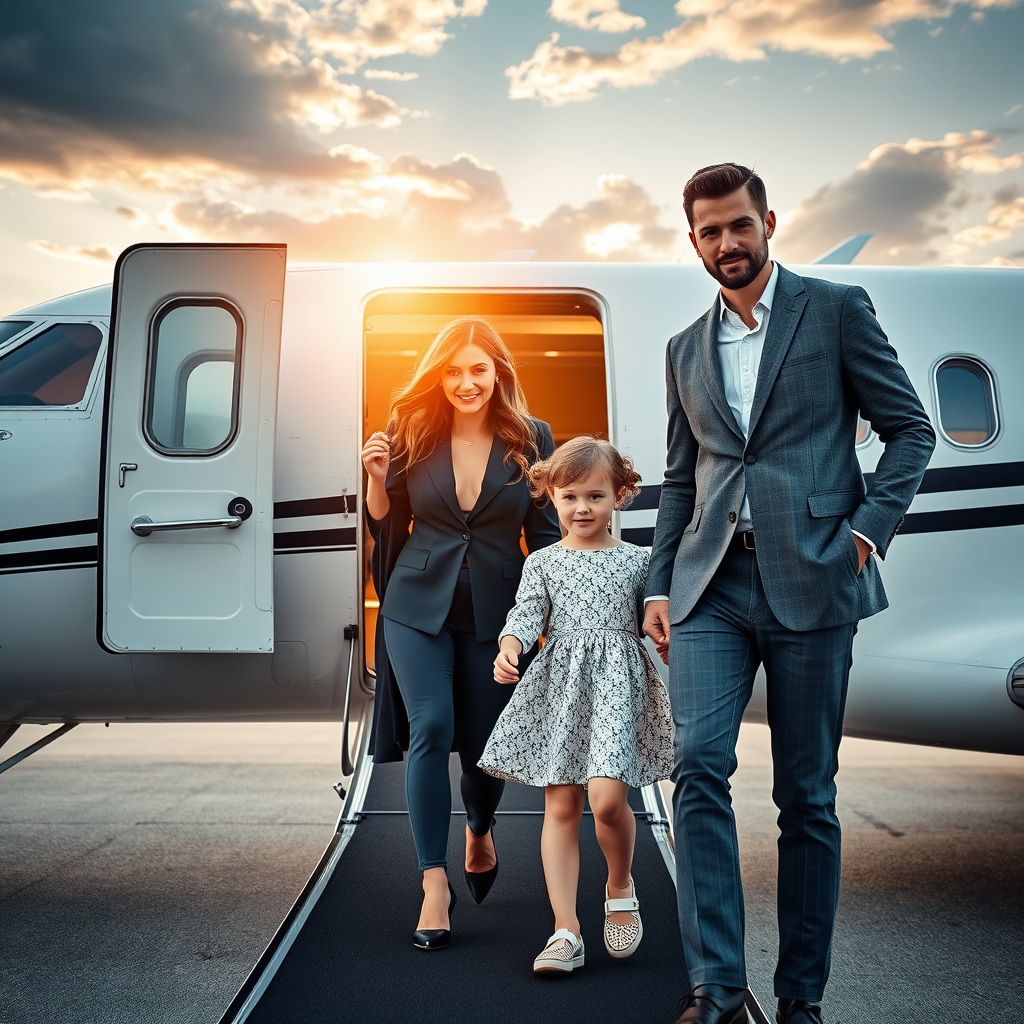 The Gorgeous Family Disembarking from a Private Jet