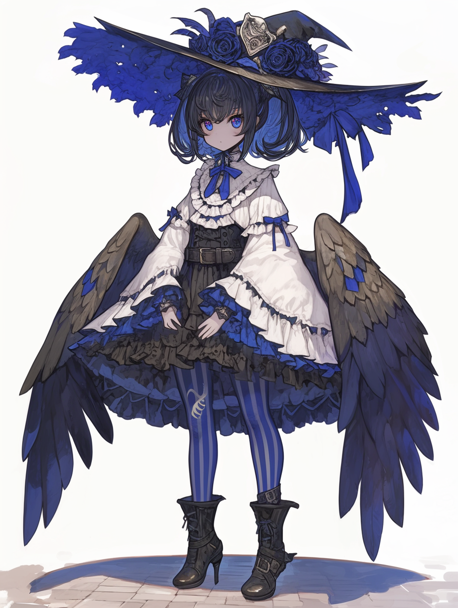 The Gothic Anime Owl Girl with Angel Wings