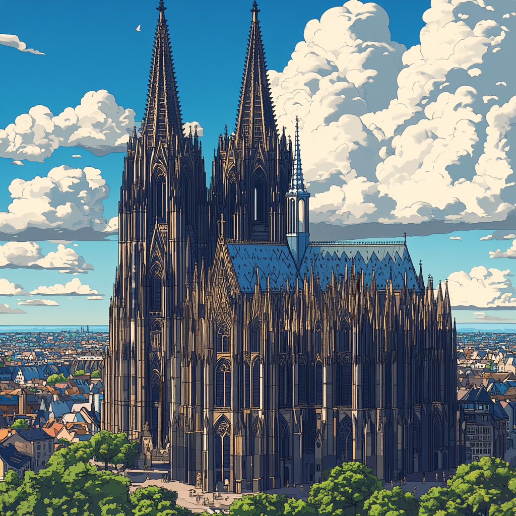 The Grand Cologne Cathedral under Blue Sky