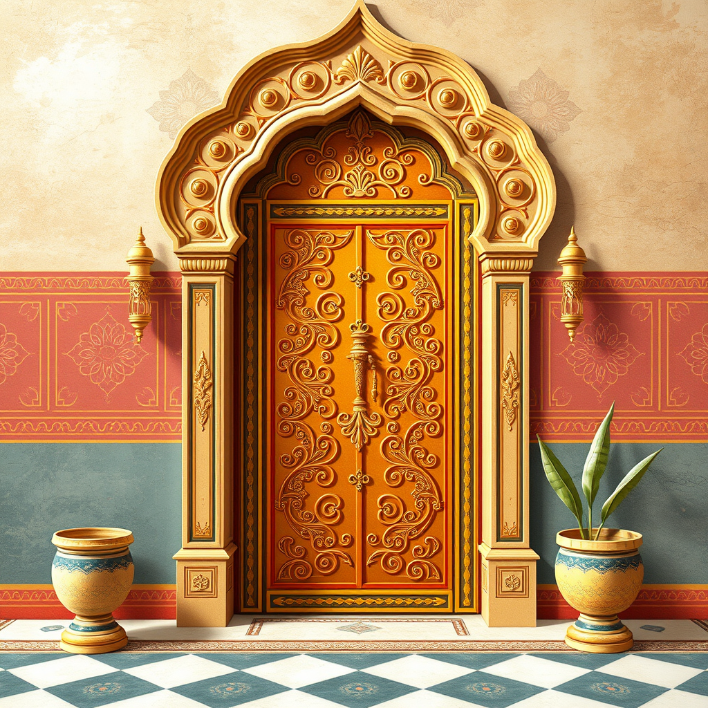 The Intricate Jaipur-Inspired Door Illustration