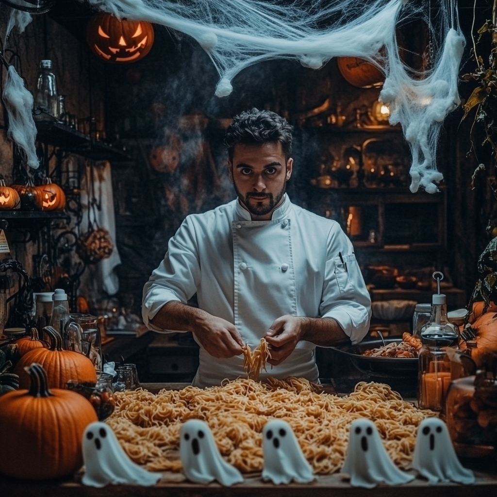 The Italian Chef Prepares Halloween Dishes in Spooky Kitchen