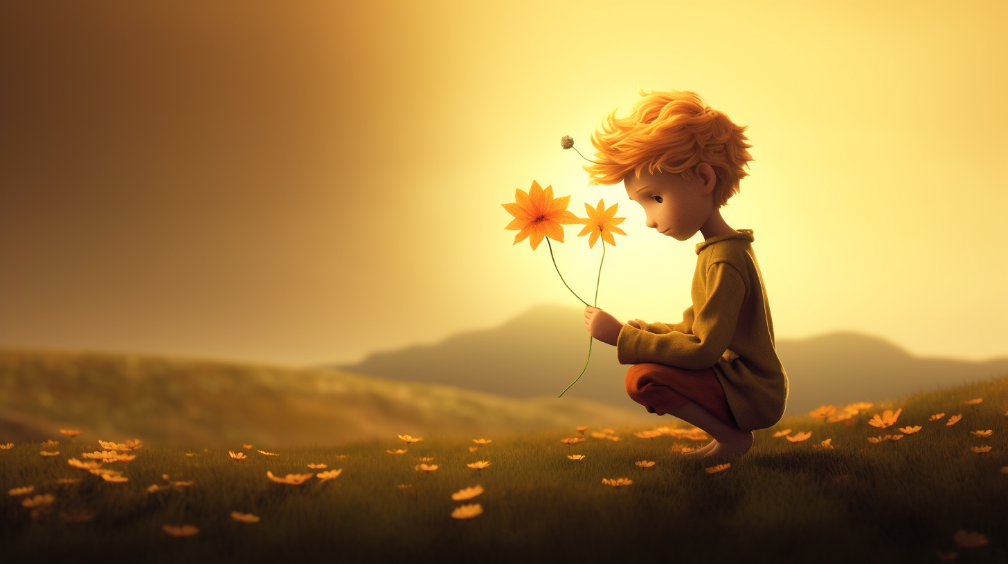 The Little Prince Leaving His Glowing Flower Farewell.