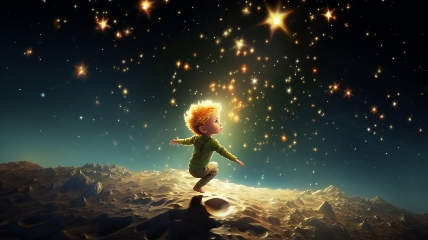 The Little Prince explores space, hopping planets.