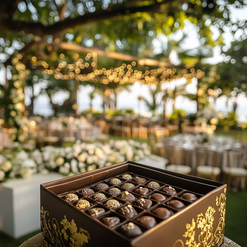 The Luxurious Wedding Chocolates in Enchanting Outdoor Setting