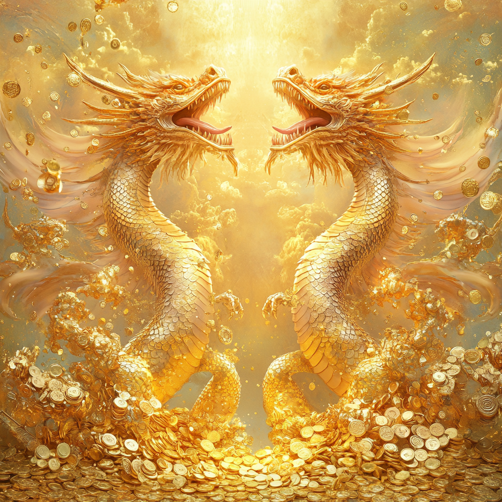 The Majestic Golden Dragons of Wealth and Power