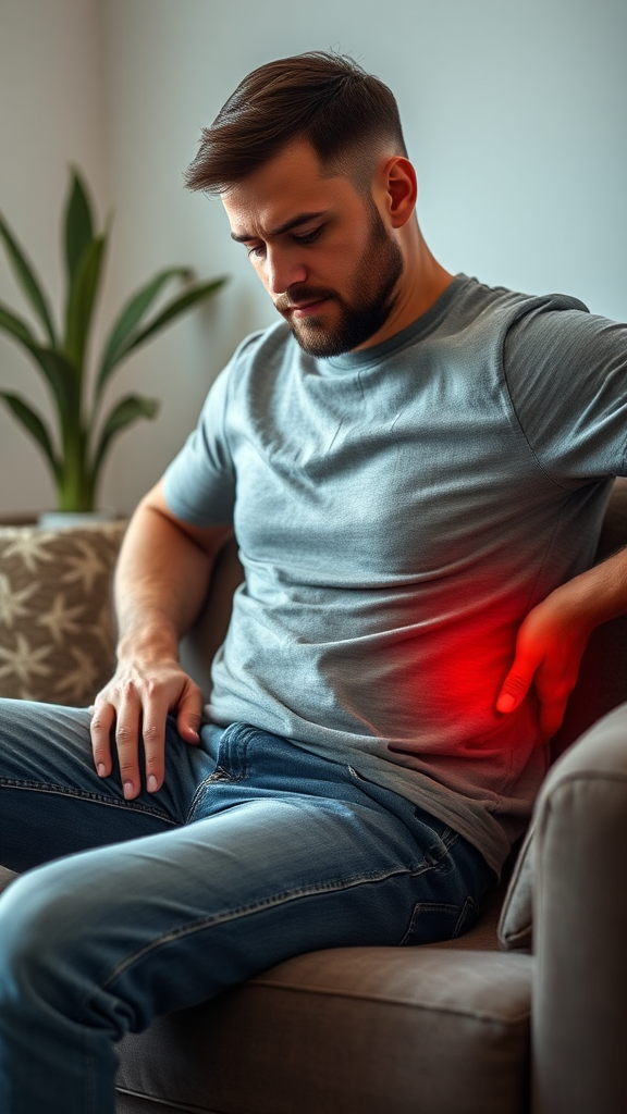 The Man Resting on Sofa, Feeling Pain