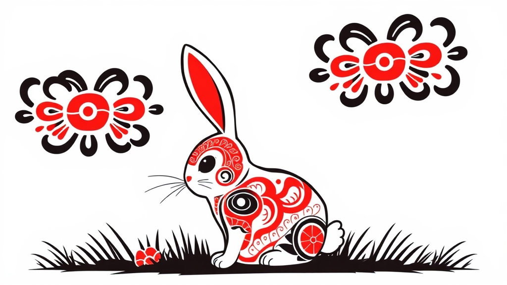 The Maori-designed Easter Bunny on White Background