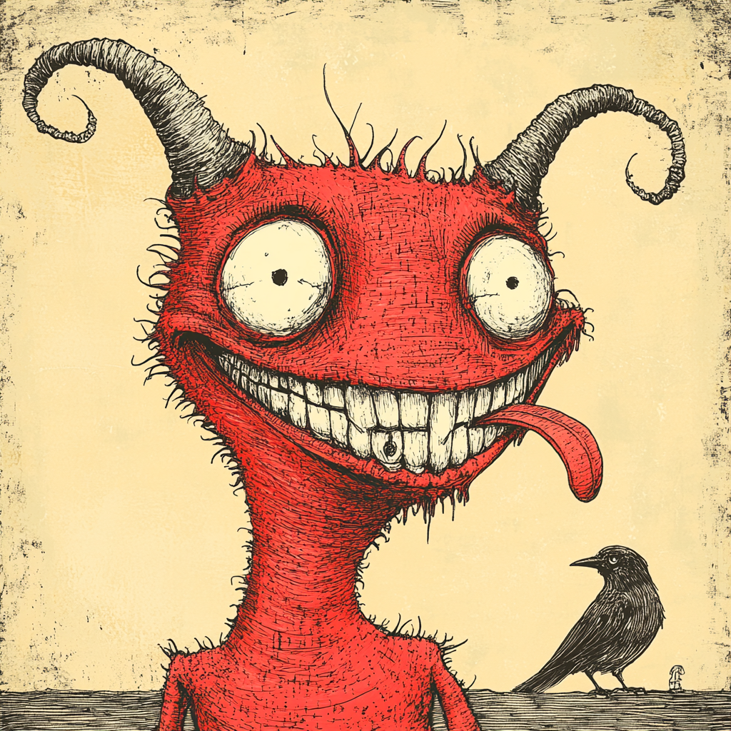 The Mischievous Devil - A Whimsical Illustration