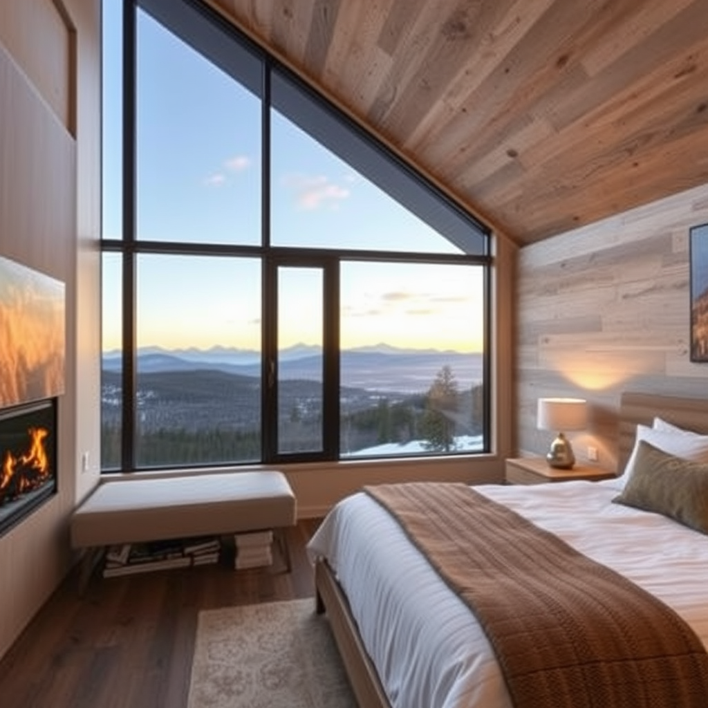 The Modern Cabin Bedroom Overlooking the Mountains