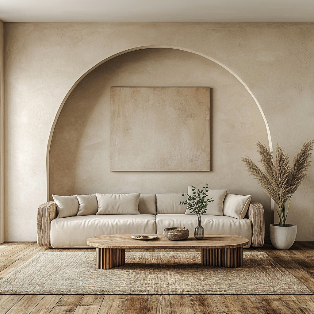 The Modern Living Room with Curved Sofa