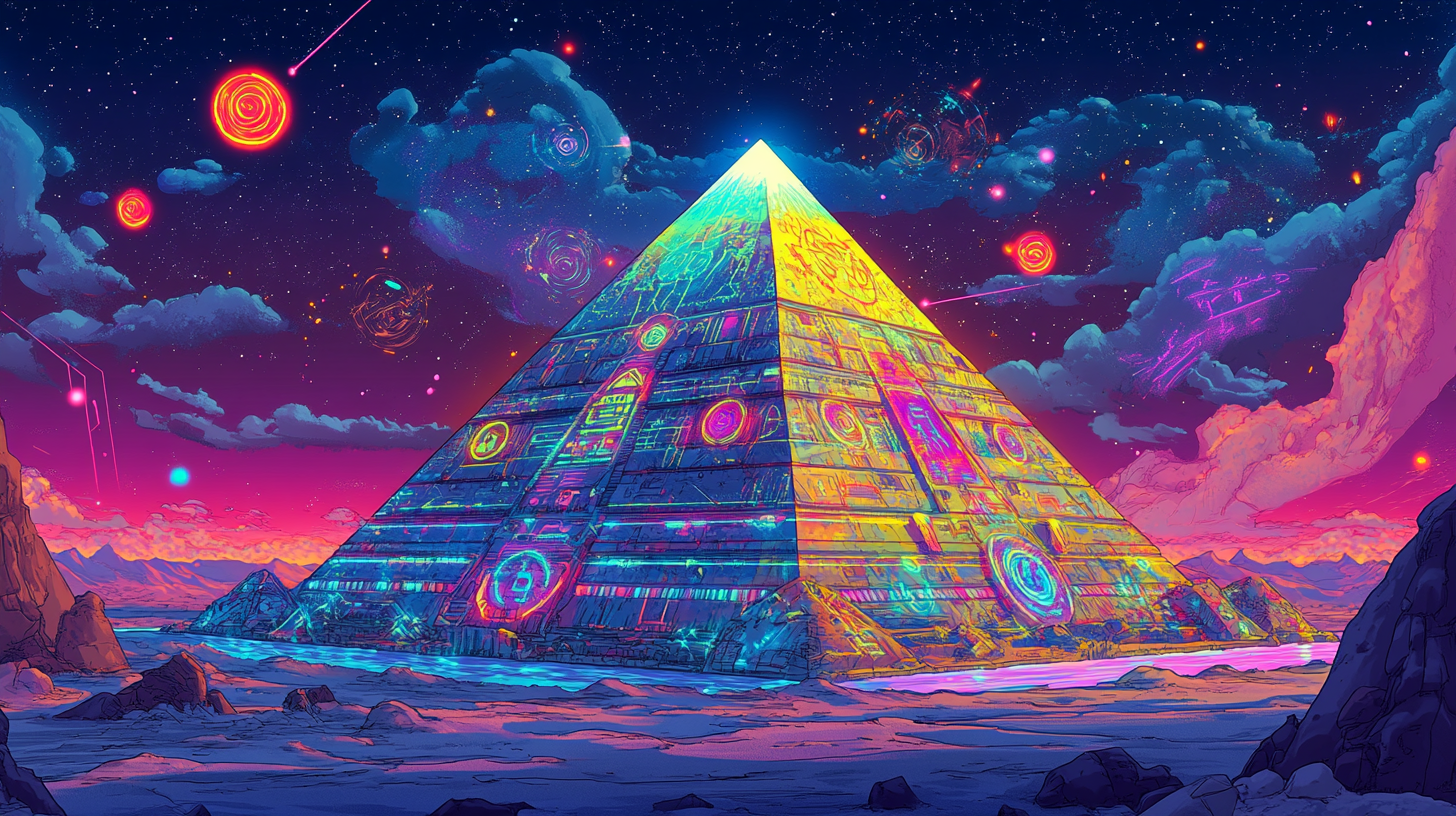 The Mysterious Neon Pyramid With Glowing Symbols