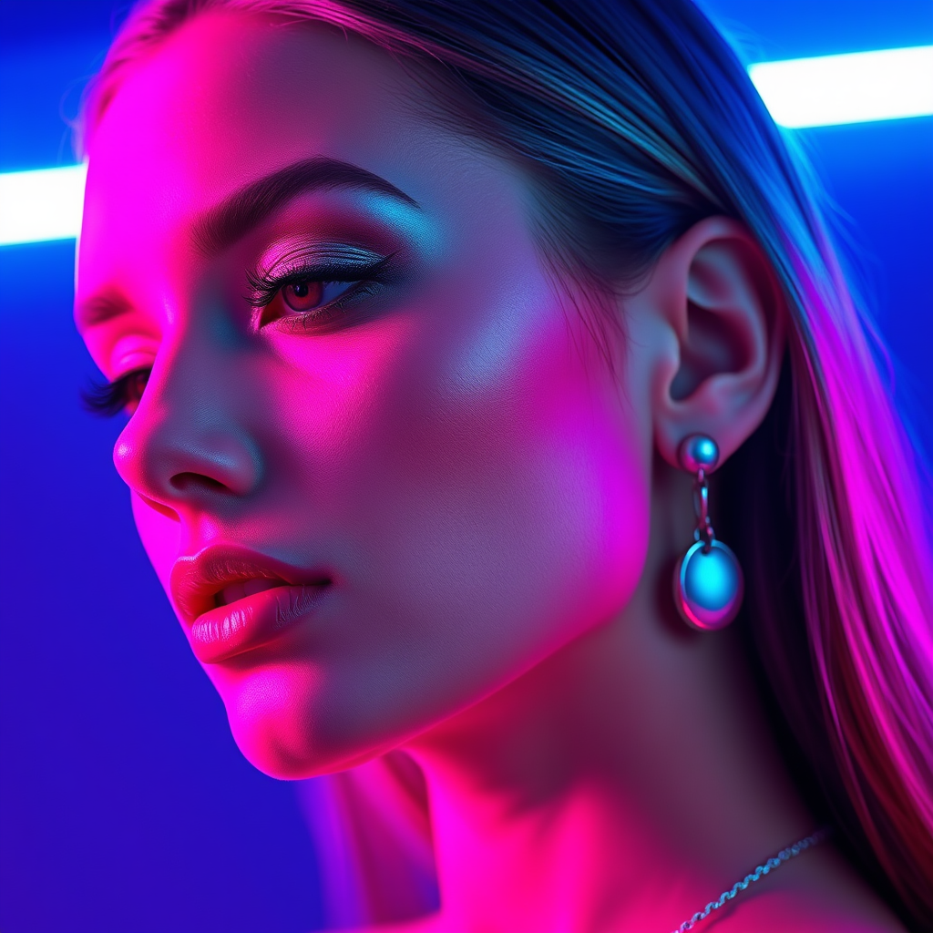 The Neon-Lit High-Fashion Beauty Portrait